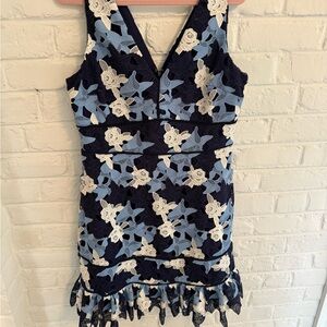 Vineyard Vines Blue and White Lace Dress